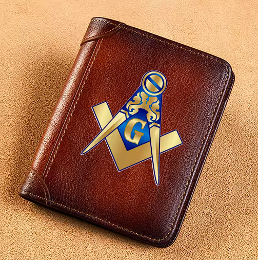 Master Mason Blue Lodge Wallet - Genuine Leather - Bricks Masons