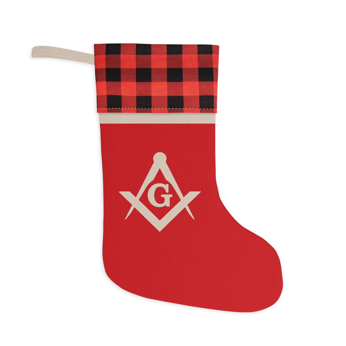 Master Mason Blue Lodge Christmas Stocking - Silver Square & Compass G Emblem - Bricks Masons