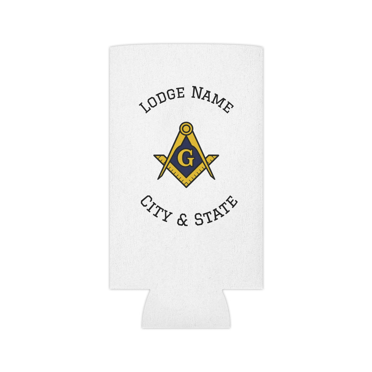 Master Mason Blue Lodge Can Cooler - Square & Compass with G Personalize Your Lodge - Bricks Masons