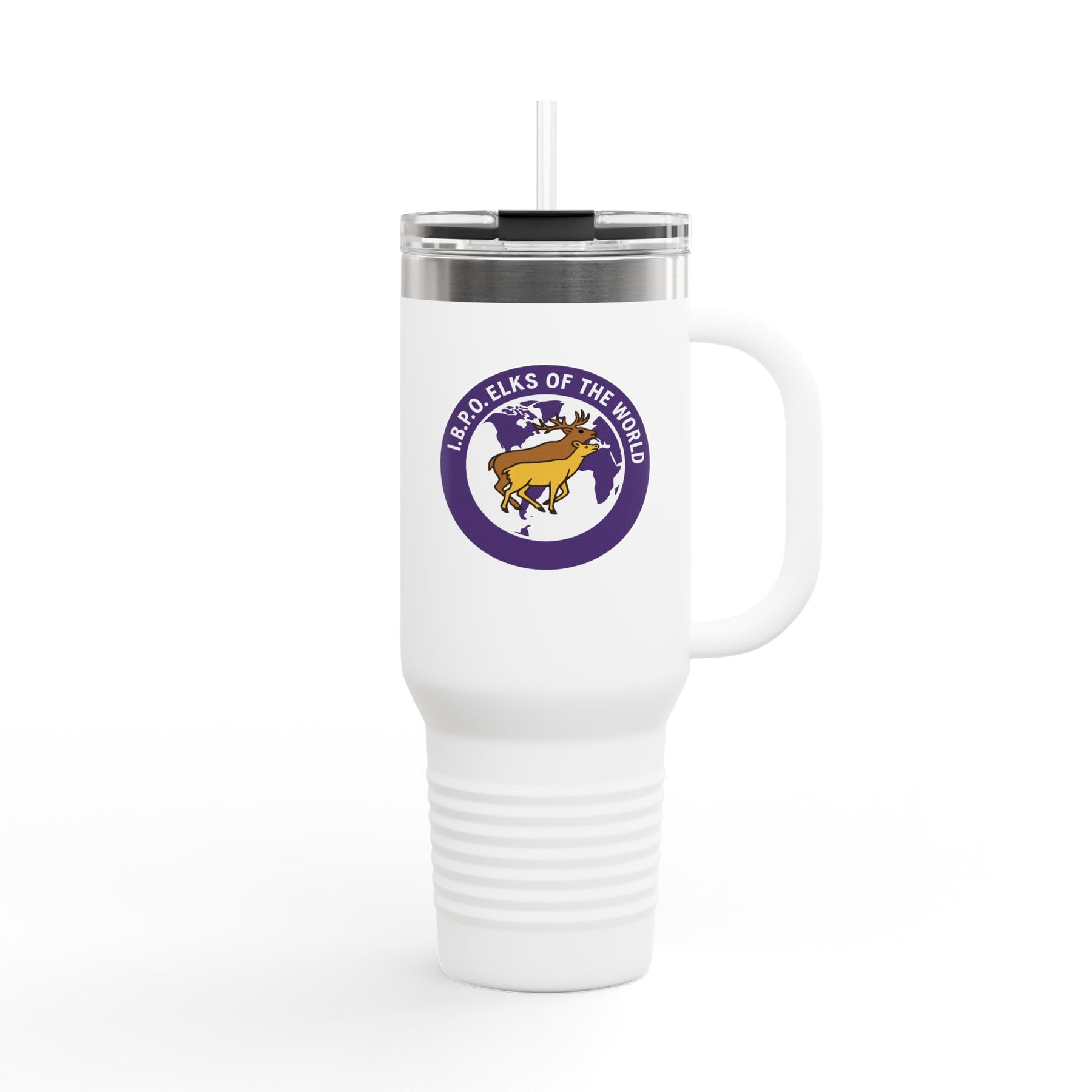 Elks of the World Ringneck Tumbler - Purple & White Stainless Steel & Insulated - Bricks Masons