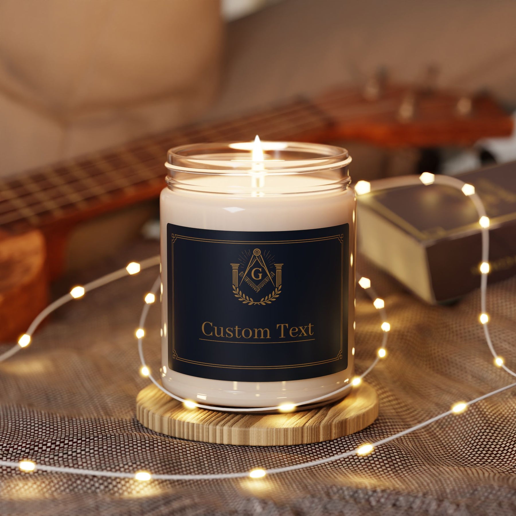 Master Mason Blue Lodge Candle - S&C with G and Pillars Christmas Customized - Bricks Masons
