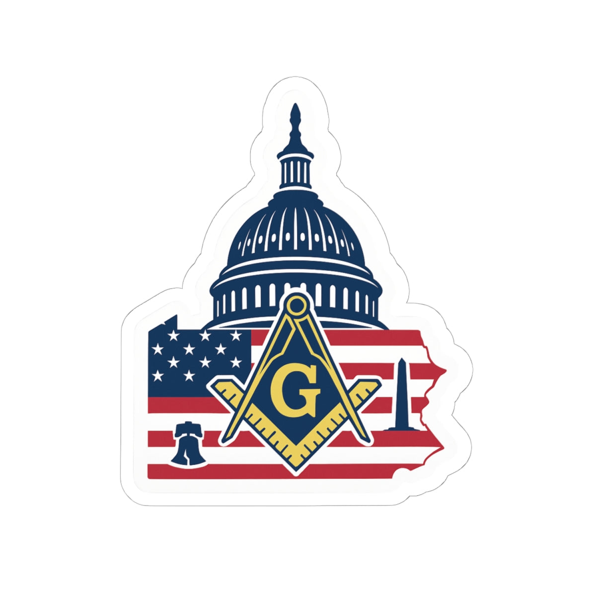 Master Mason Blue Lodge Sticker Decal - Kiss-Cut Washington D.C. - Bricks Masons