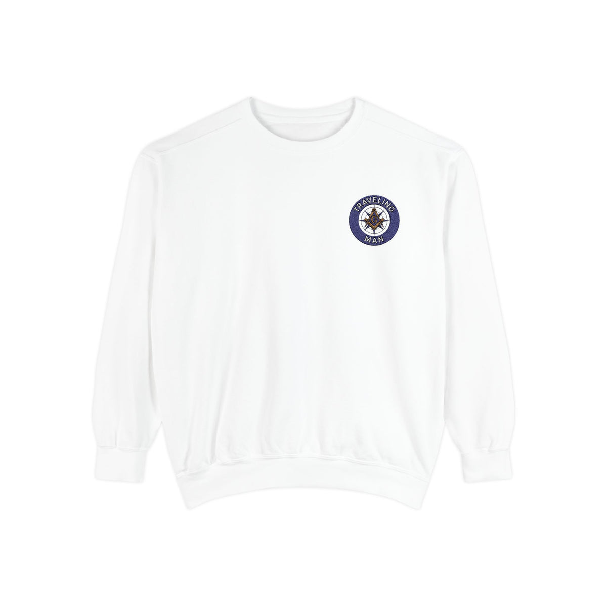Master Mason Blue Lodge Sweatshirt - Embroidered Emblem Traveling Man - Bricks Masons
