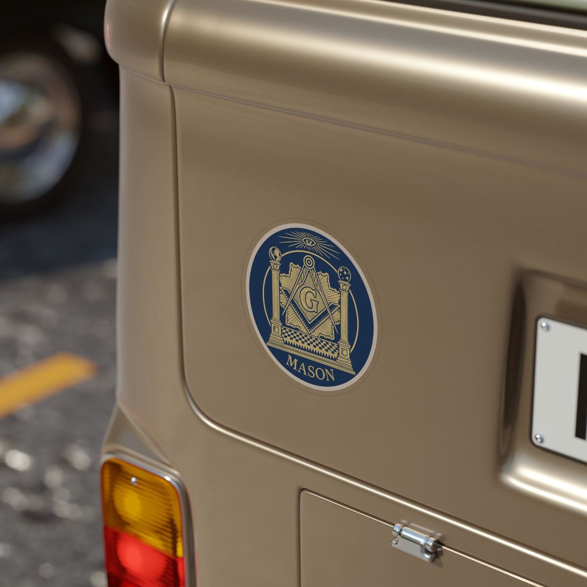 Master Mason Blue Lodge Sticker Decal - Gold & Blue Water Resistant Vinyl - Bricks Masons