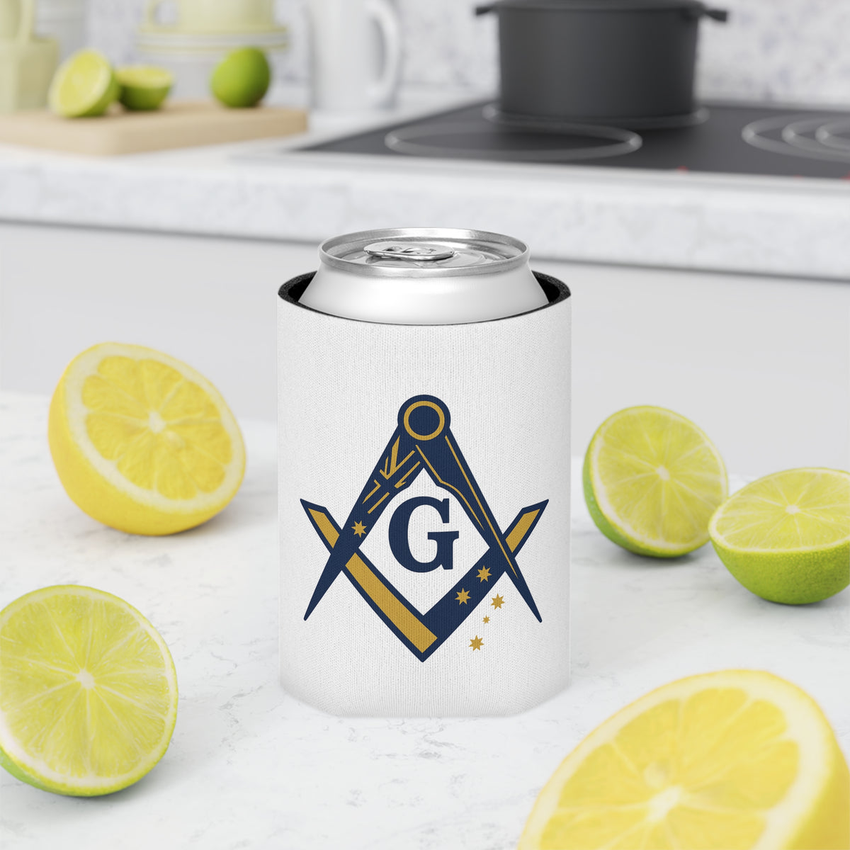 Master Mason Blue Lodge Australia Jurisdiction Can Cooler - S&C G Australia Flag - Bricks Masons