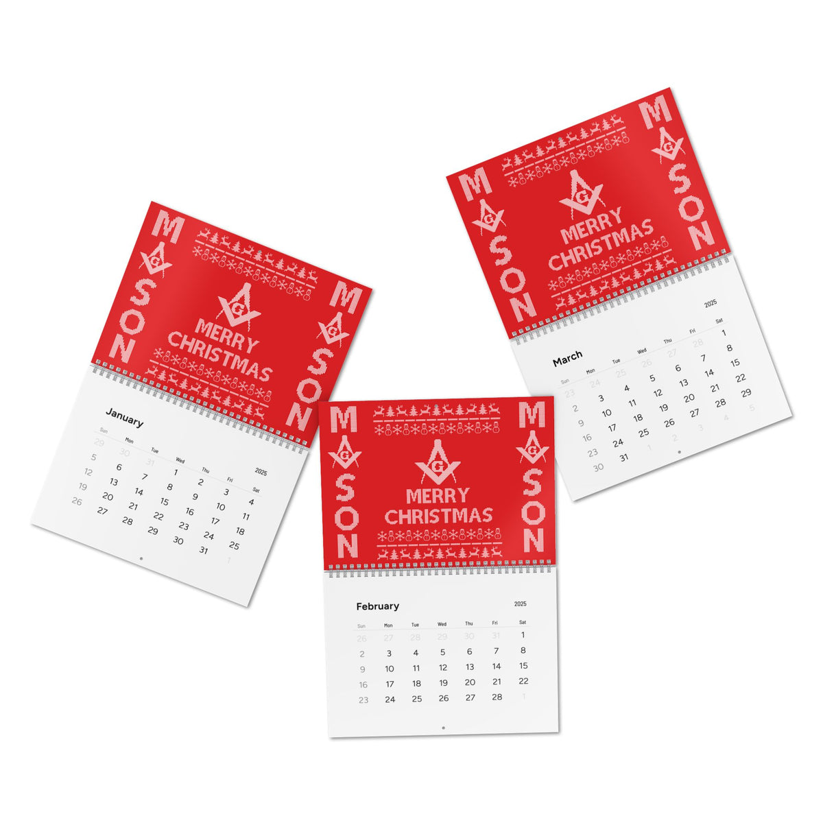 Master Mason Blue Lodge Calendar - Ugly Merry Christmas Square and Compass G 2025 - Bricks Masons