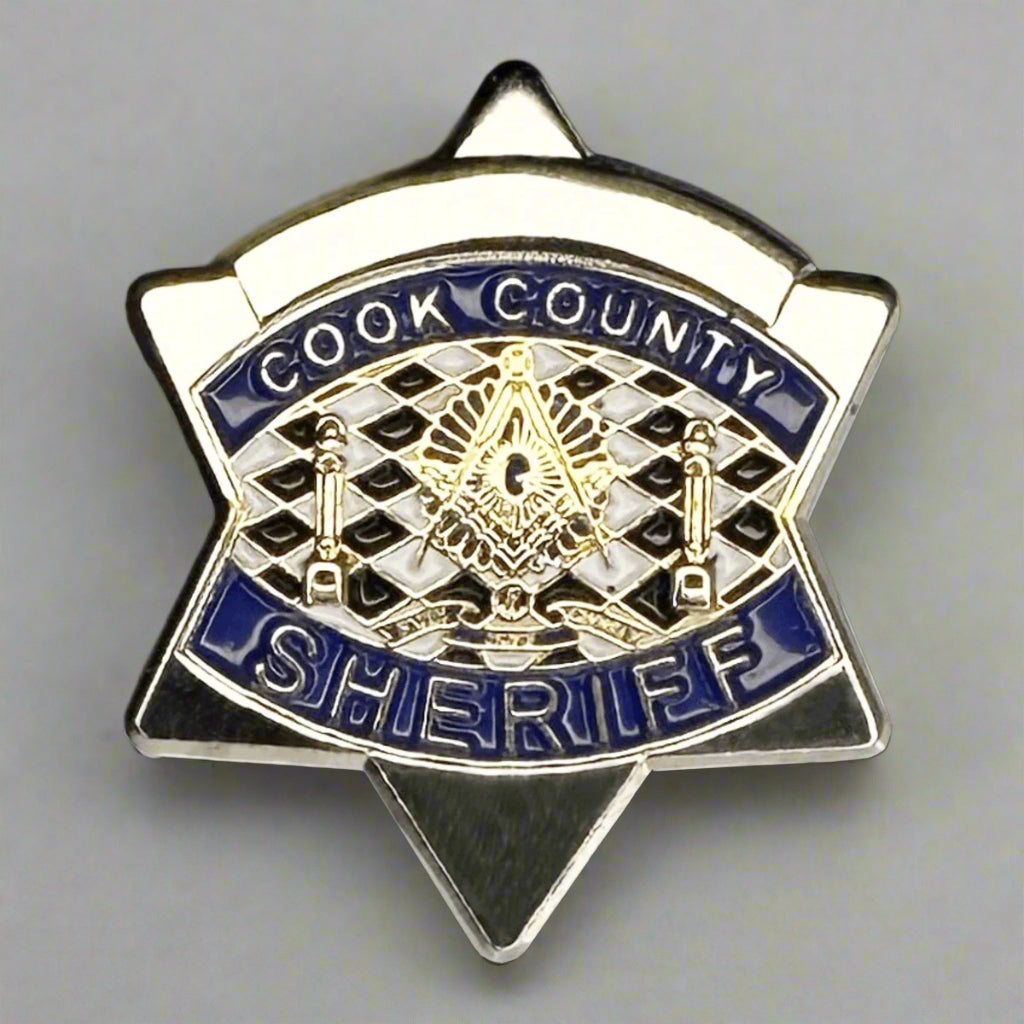 Master Mason Blue Lodge Lapel Pin - Cook County Sheriff Star - Bricks Masons
