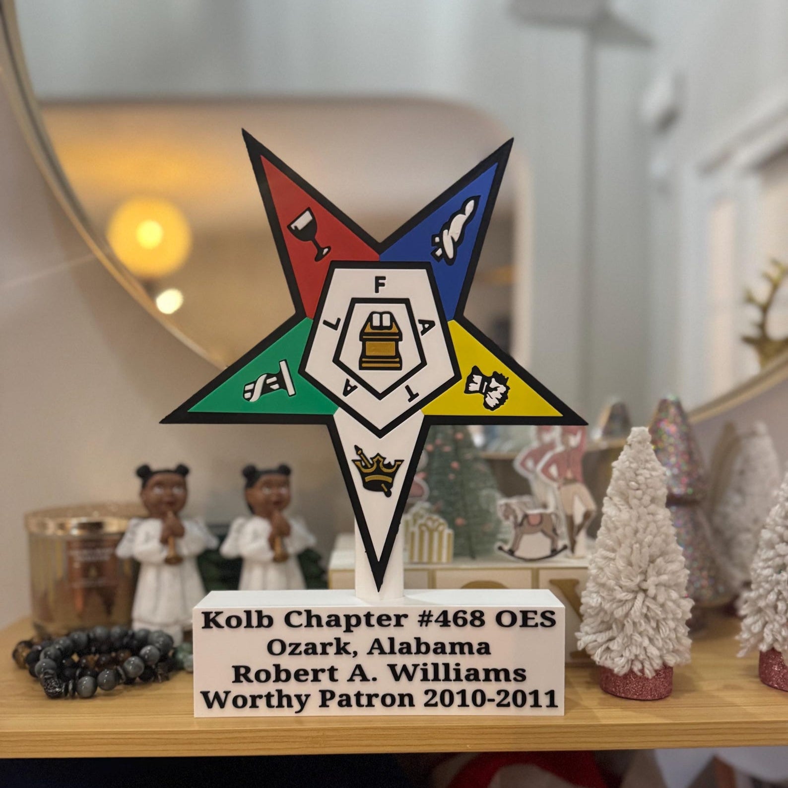 OES Desk Sign - Personalizable 11” 3D Eastern Star Crest - Bricks Masons