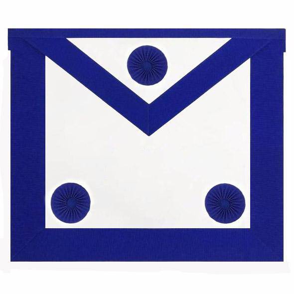 Master Mason Blue Lodge Apron - Royal Blue with Three Rosettes - Bricks Masons