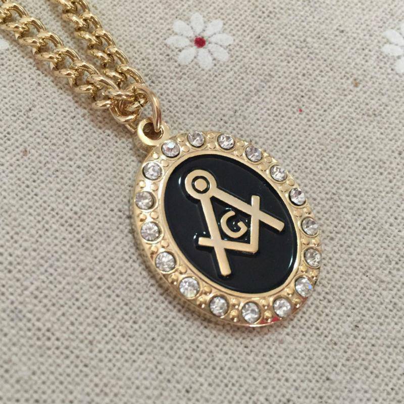 Master Mason Blue Lodge Necklace - Square and Compass G Zirconia - Bricks Masons