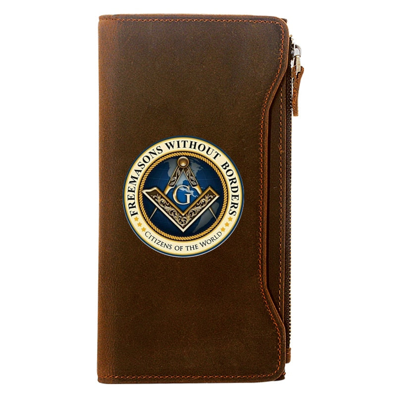 Knights Templar Commandery Wallet - Genuine Brown Leather - Bricks Masons