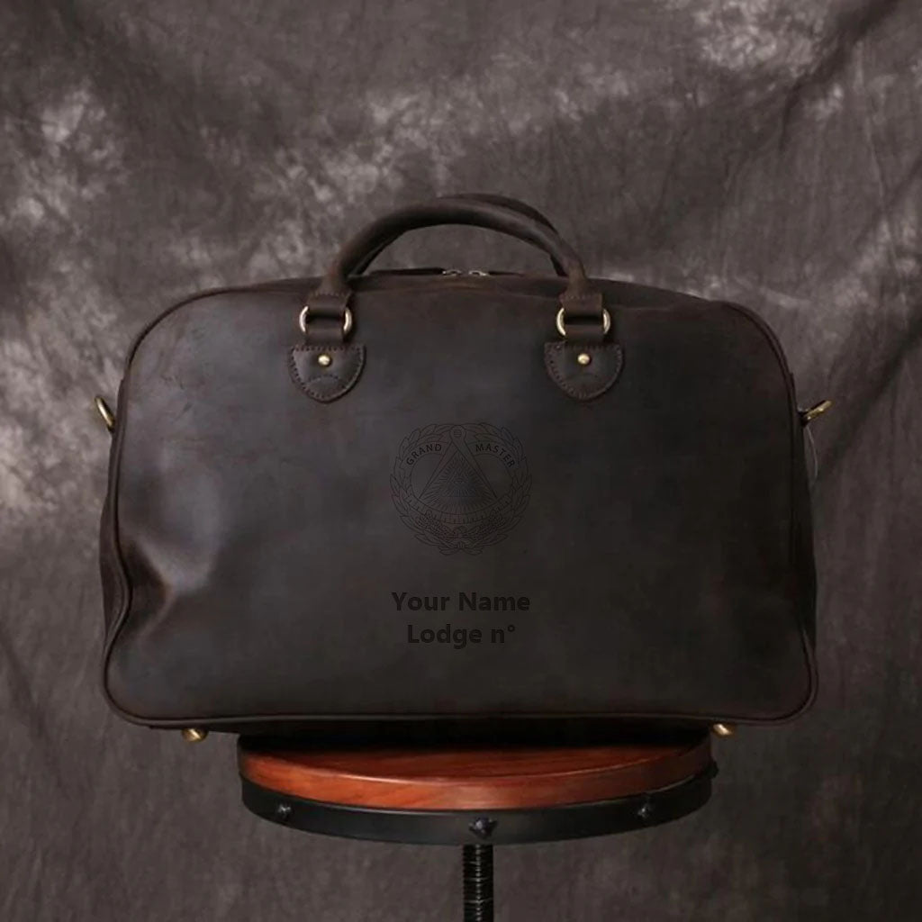 Grand Master Blue Lodge Travel Bag - (Dark Brown/Camel) - Bricks Masons