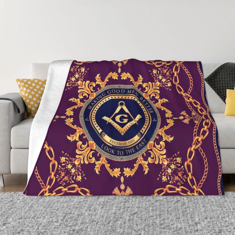 Master Mason Blue Lodge Blanket - Ultra-Soft Fleece - Bricks Masons
