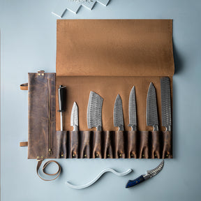 Professional 10-Pocket Leather Knife Roll (3) - Bricks Masons