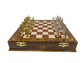 Royal Arch Chapter Chess Set - Wood Mosaic Pattern - Bricks Masons