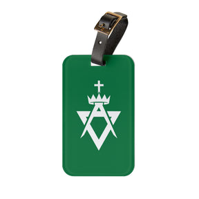 Allied Masonic Degrees Luggage Tag - Green With Black Leather Strap - Bricks Masons