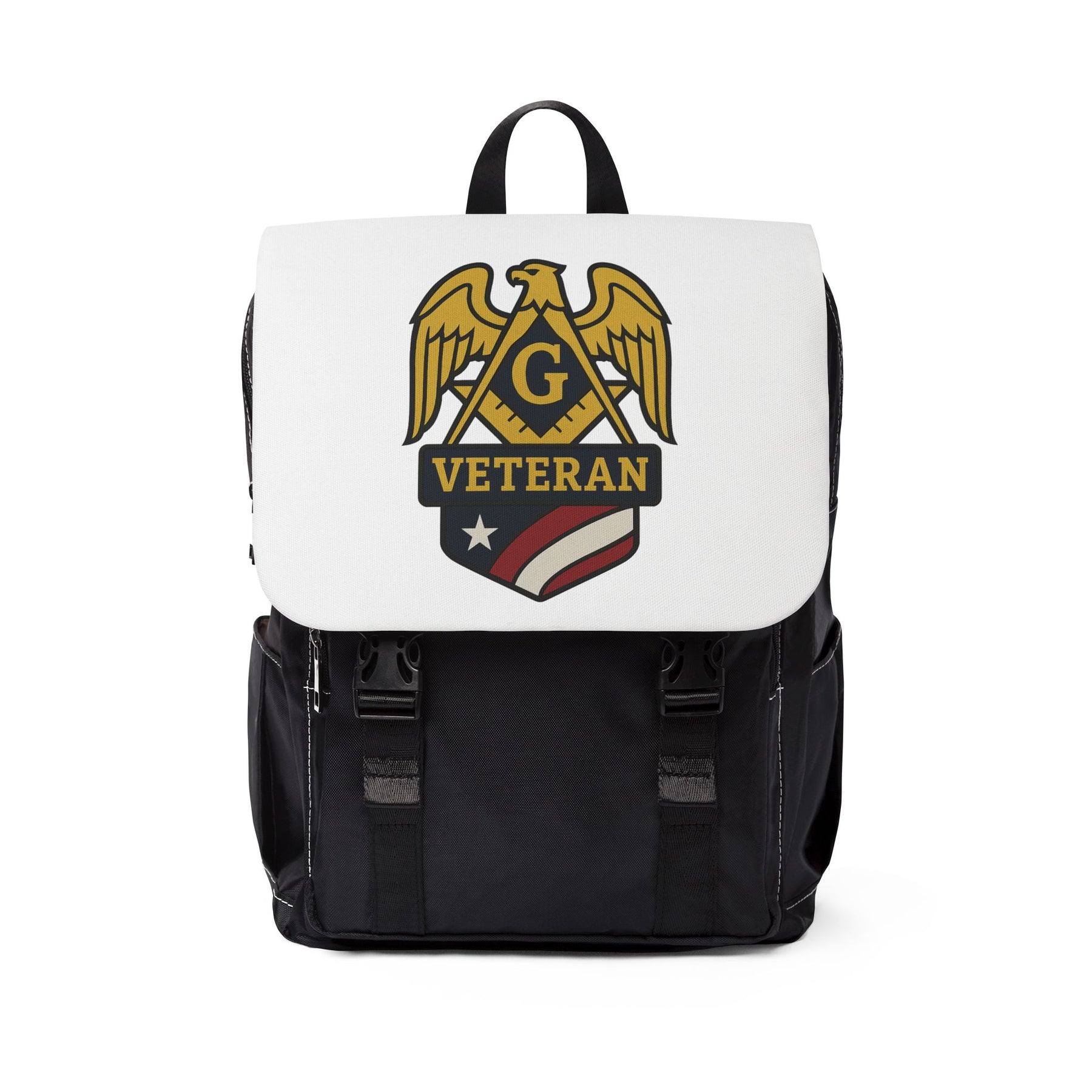Master Mason Blue Lodge Backpack - White Veteran Mason S&C G - Bricks Masons
