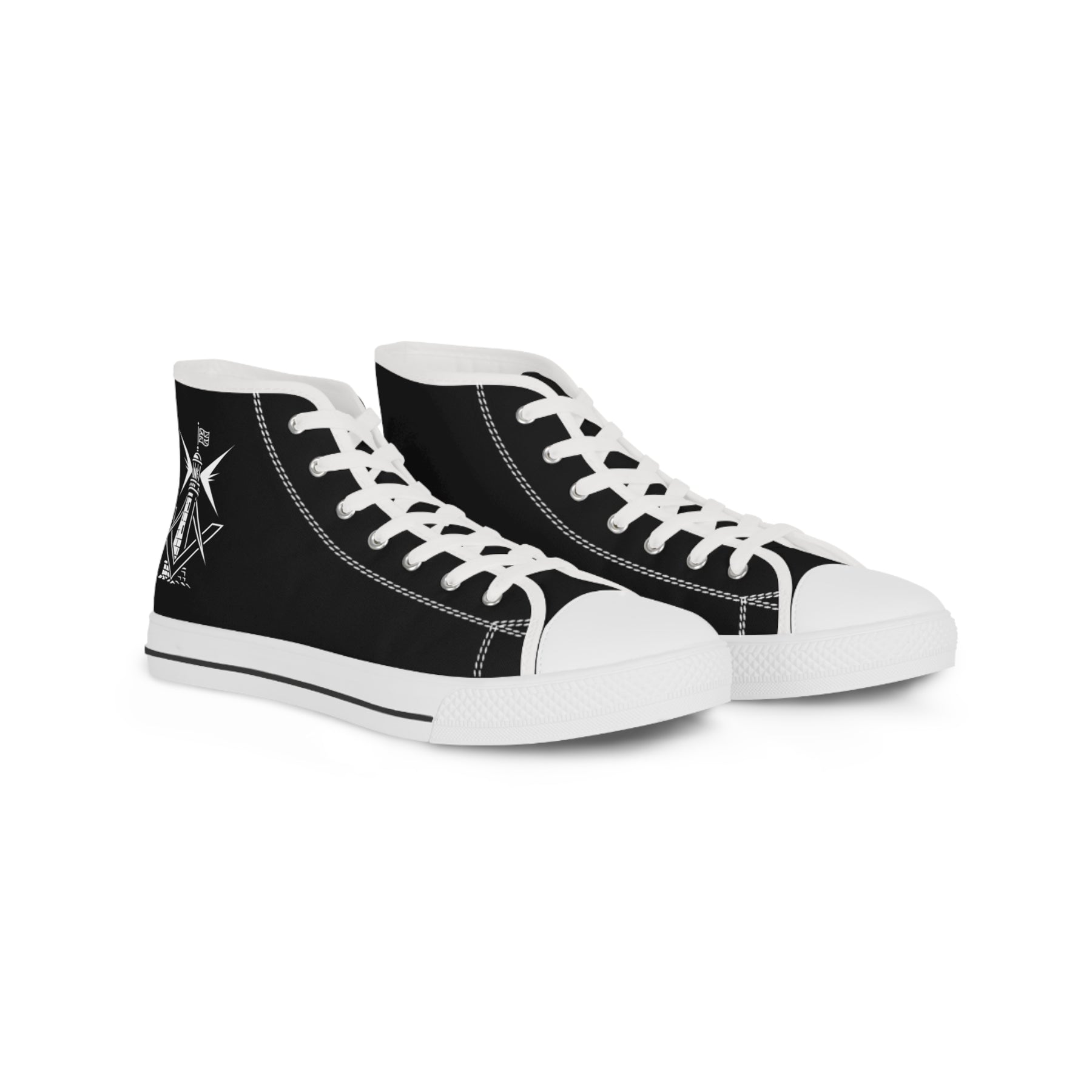 Master Mason Craft Sneaker - High Top Black & White Beacon of Brotherhood - Bricks Masons