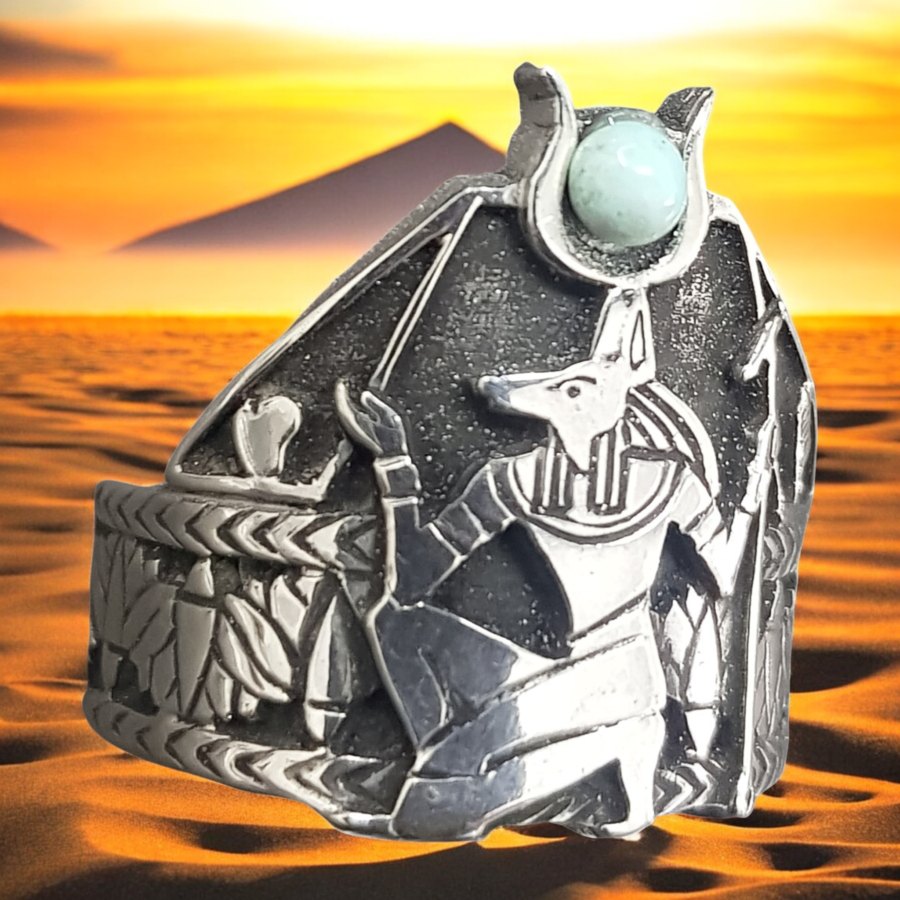 Anubis Jackal Ring In Silver 2 X 1.5 Cm 10 Gr Art 1081 - Bricks Masons