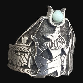 Anubis Jackal Ring In Silver 2 X 1.5 Cm 10 Gr Art 1081 - Bricks Masons