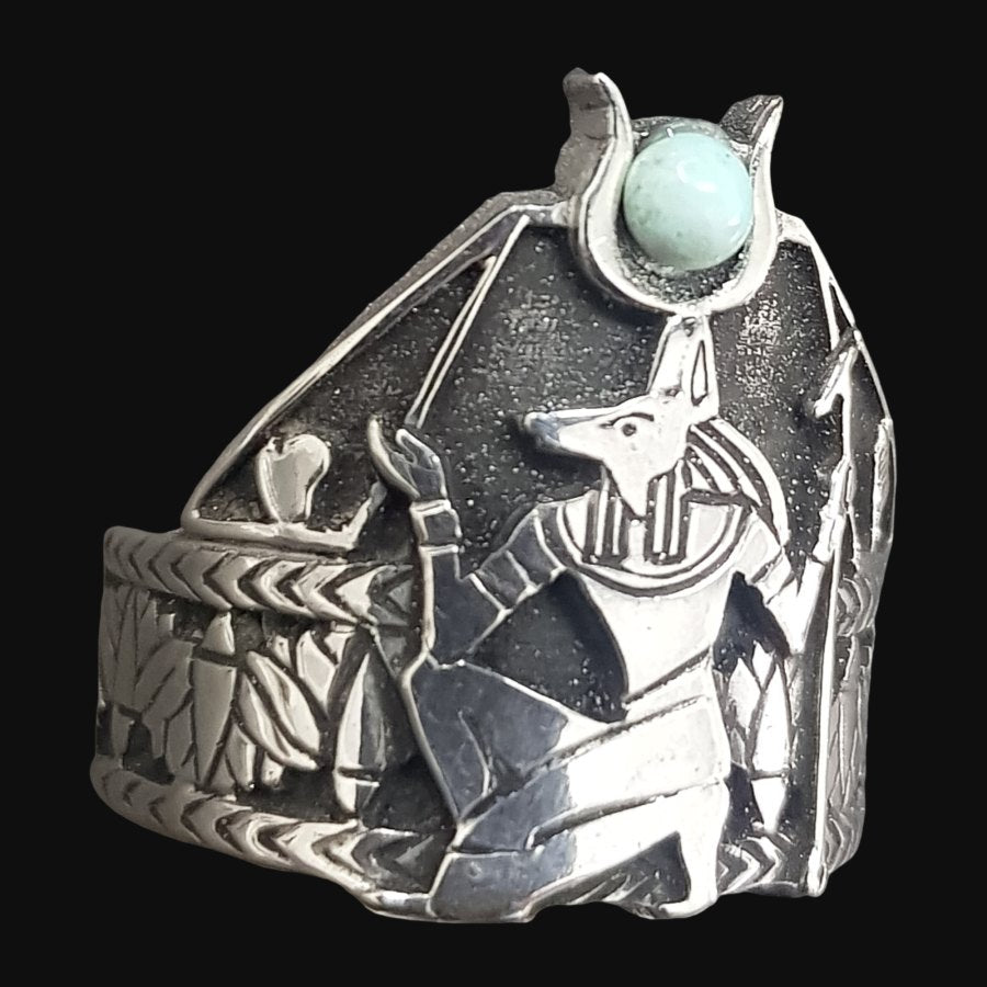 Anubis Jackal Ring In Silver 2 X 1.5 Cm 10 Gr Art 1081 - Bricks Masons
