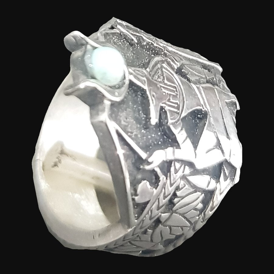 Anubis Jackal Ring In Silver 2 X 1.5 Cm 10 Gr Art 1081 - Bricks Masons