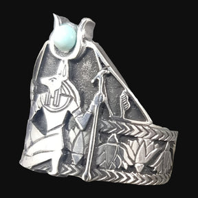 Anubis Jackal Ring In Silver 2 X 1.5 Cm 10 Gr Art 1081 - Bricks Masons