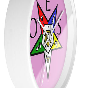 OES Clock - Colorful Emblem with OES Lettering on Pink Dial - Bricks Masons
