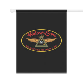 Widows Sons Yard Flag - Black Printed Poly Poplin - Bricks Masons