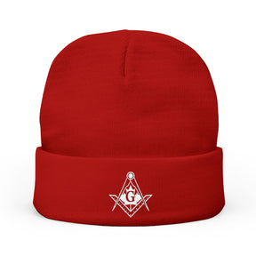 Master Mason Blue Lodge Canada Jurisdiction Beanie - Knit Embroidery Maple Leaf With S&C - Bricks Masons