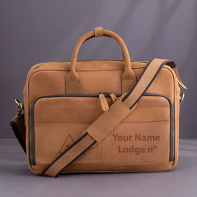 33rd Degree Scottish Rite Briefcase - Handmade Leather - Bricks Masons