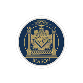 Master Mason Blue Lodge Sticker Decal - Gold & Blue Water Resistant Vinyl - Bricks Masons