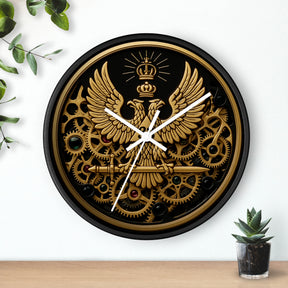 33rd Degree Scottish Rite Clock - Open Gear Eagle on Wood Frame With Plexiglass Face - Bricks Masons