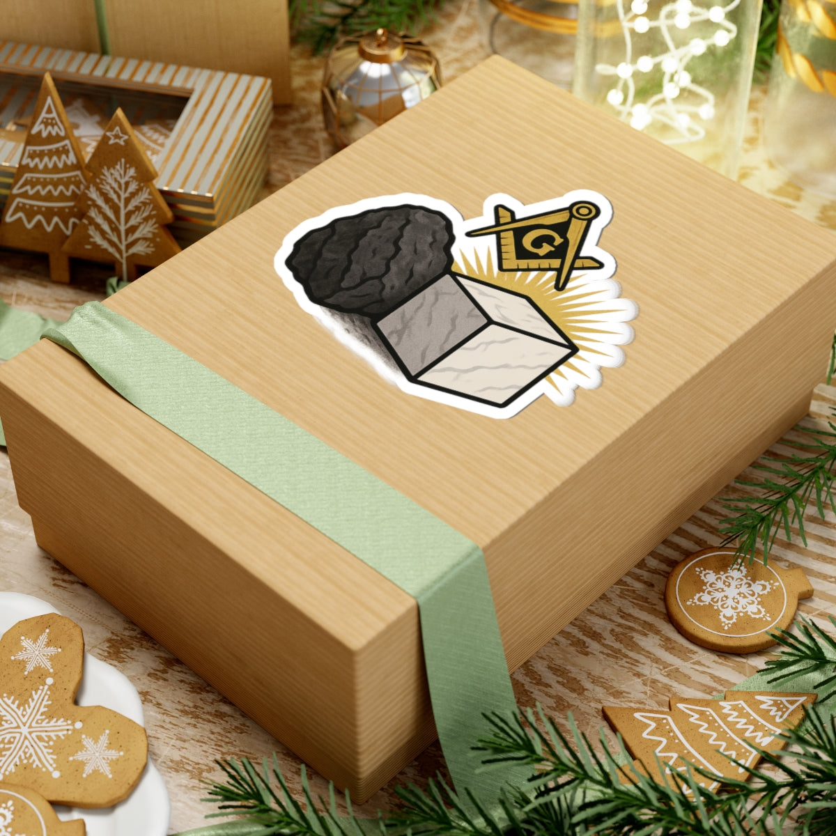 Master Mason Blue Lodge Sticker Decal - Kiss-Cut Rough Ashlar and Perfect Ashlar - Bricks Masons