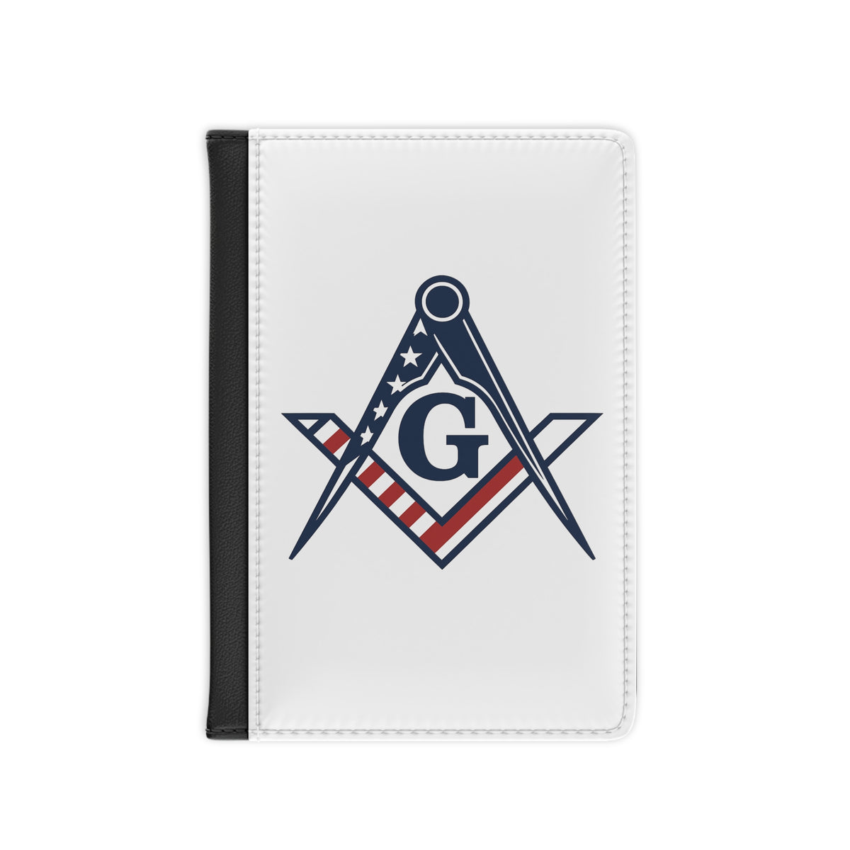Master Mason Blue Lodge Passport Cover - US Flag Square & Compass G PU Leather - Bricks Masons