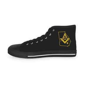 Master Mason Blue Lodge Sneaker - High Top Black & White Sole Georgia Map Mason - Bricks Masons