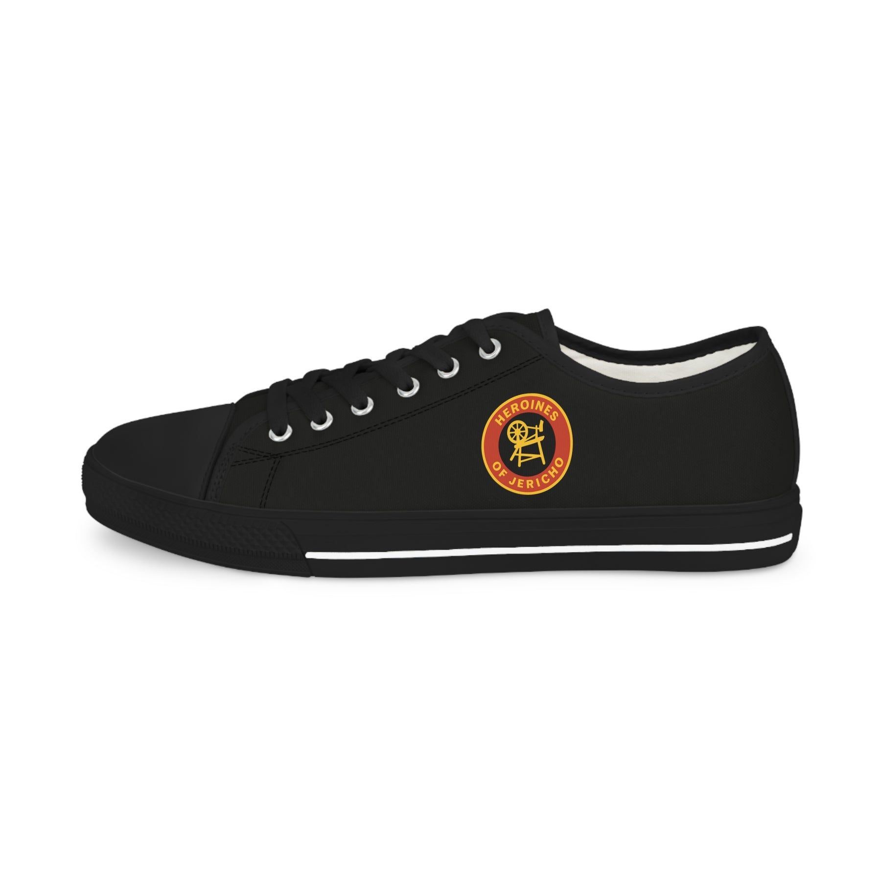 Heroines of Jericho Sneaker - Low Top Sneaker Black & White Colorful Emblem - Bricks Masons