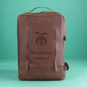 Shriners Backpack - Genuine Brown Leather - Bricks Masons