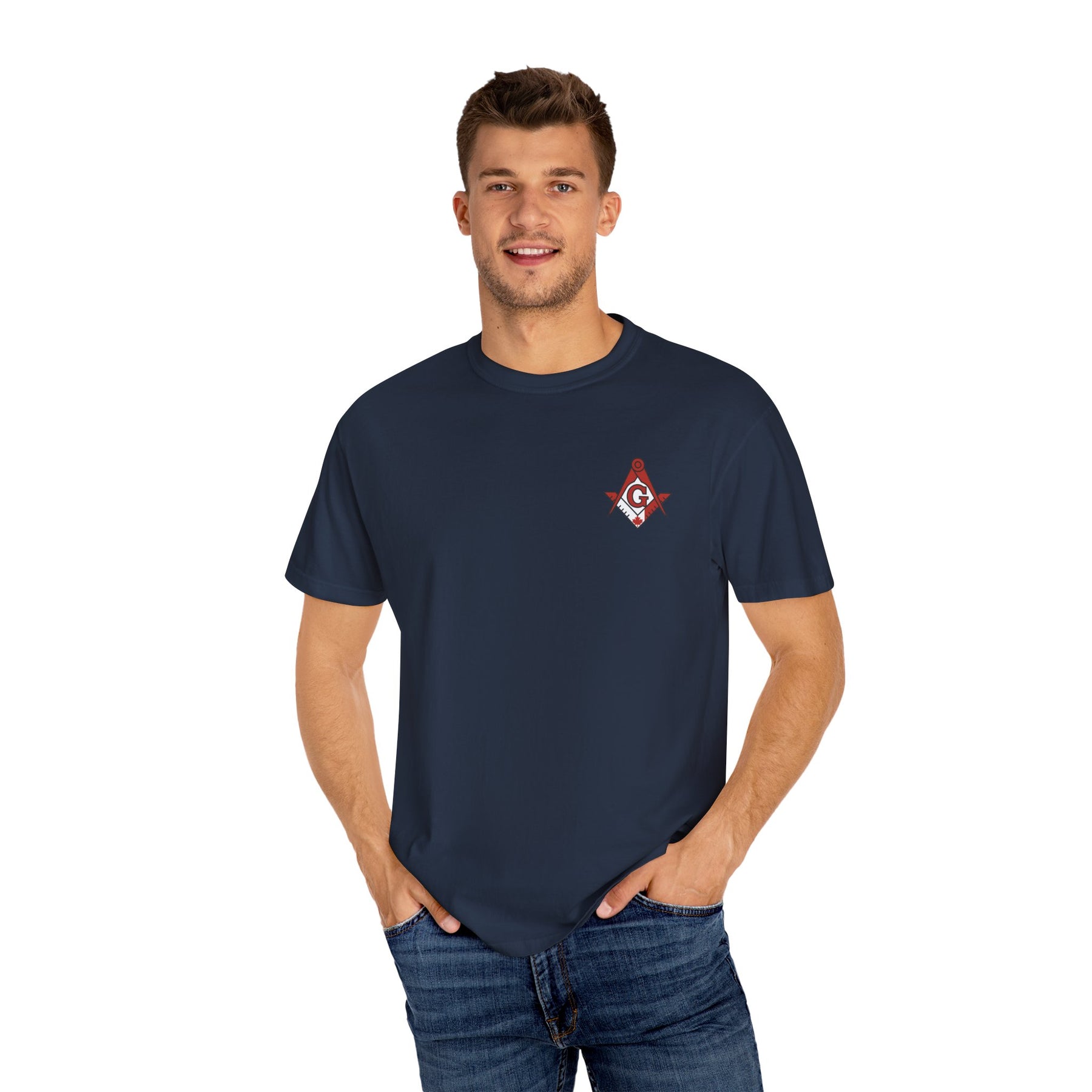Master Mason Blue Lodge Canada Jurisdiction T-Shirt - Garment-Dyed Tee Various Colors - Bricks Masons