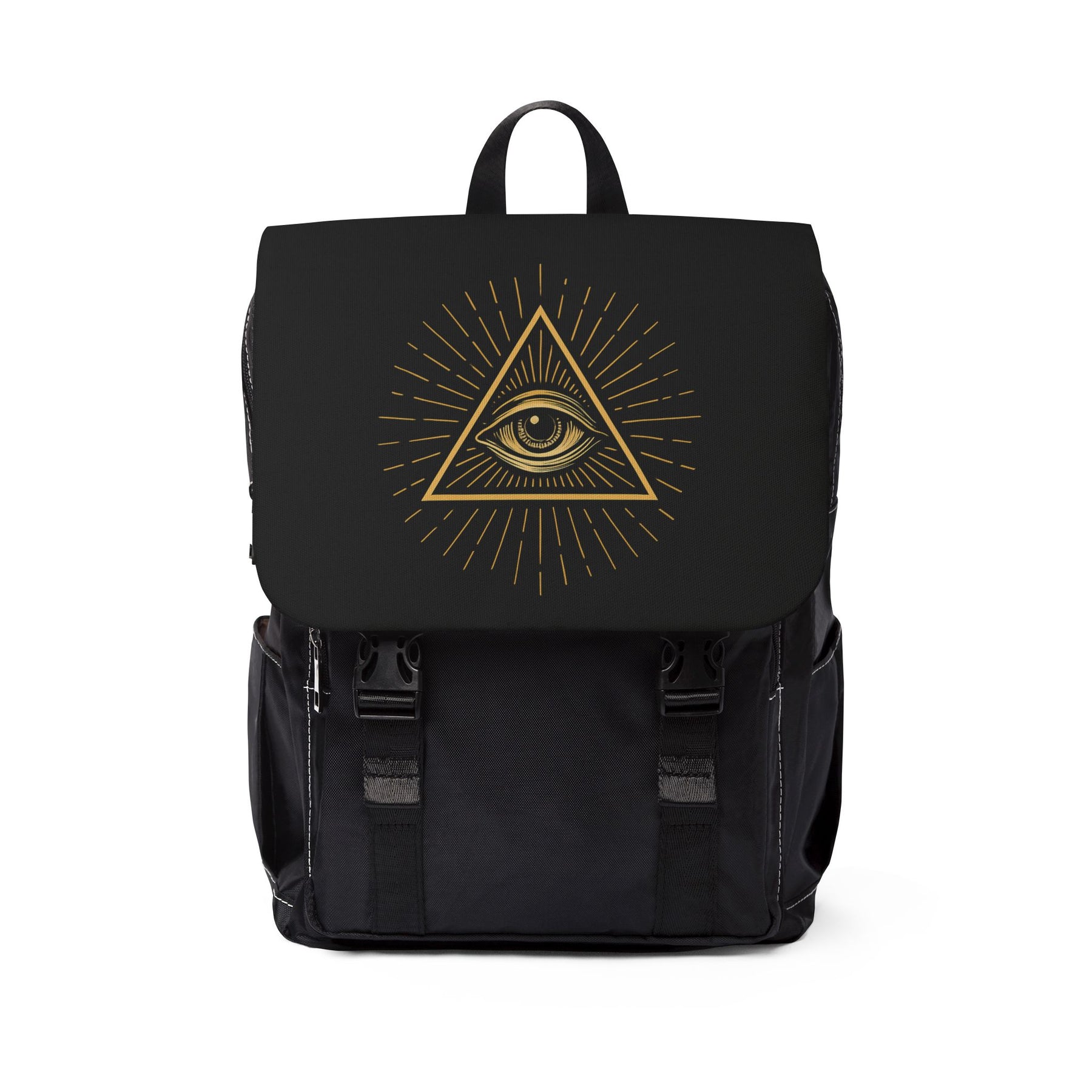 Eye of Providence Backpack - Gold & Black With Multiple Compartments - Bricks Masons