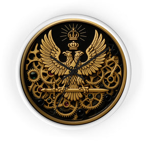 33rd Degree Scottish Rite Clock - Open Gear Eagle on Wood Frame With Plexiglass Face - Bricks Masons