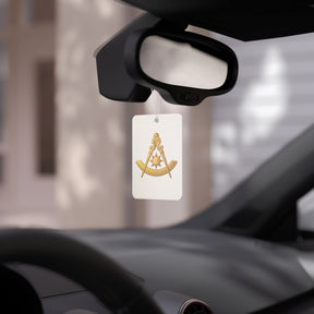 Past Master Blue Lodge Car Air Freshener - Compass & Quadrant with Sun Emblem - Bricks Masons
