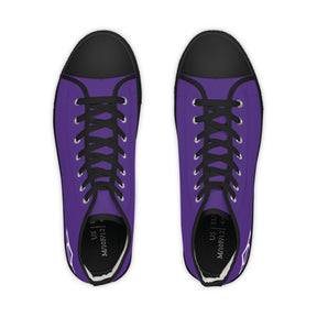 LOCOP Sneaker - High Top Black & White Purple Canvas White Emblem - Bricks Masons
