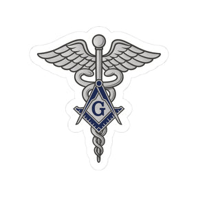 Master Mason Blue Lodge Sticker Decal - Kiss-Cut Silver Medical Doctor - Bricks Masons