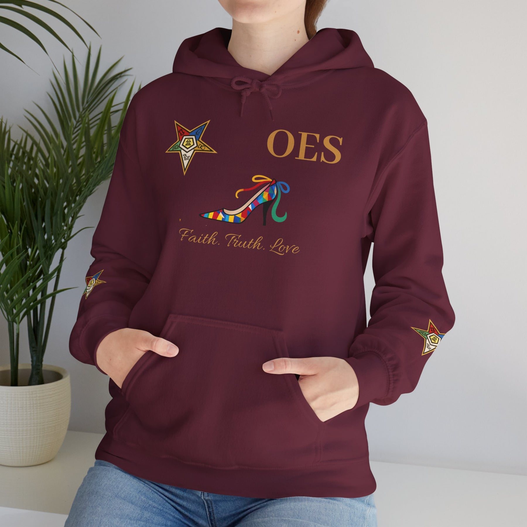 OES Hoodie - Faith Truth & Love with The Colorful Eastern Star - Bricks Masons