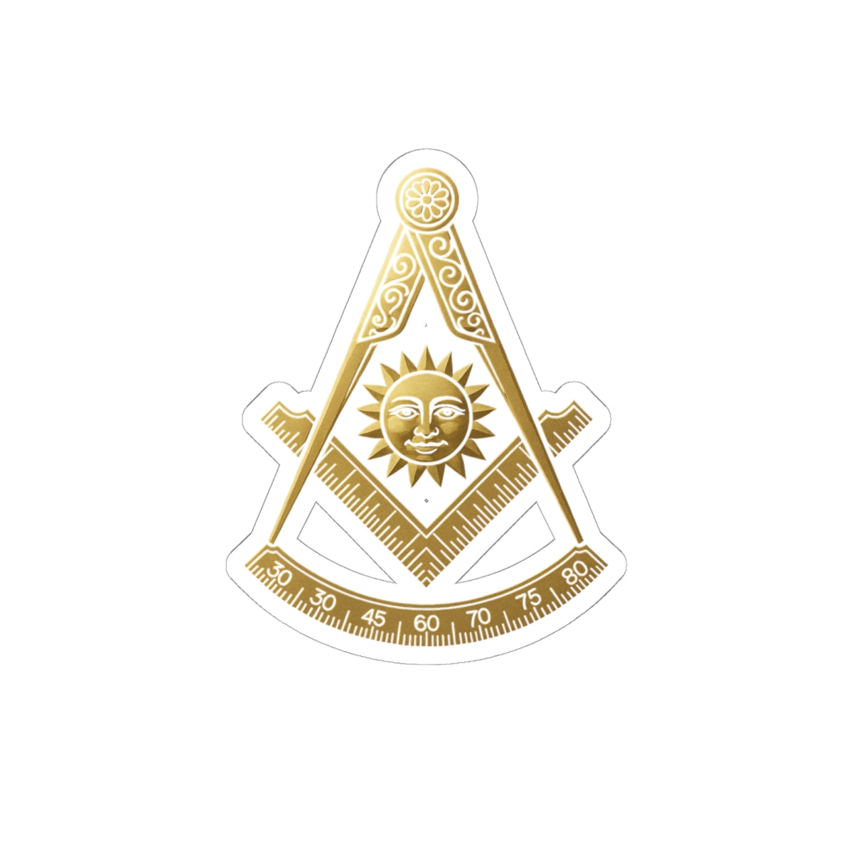 Past Master Blue Lodge Sticker Decal - Kiss-Cut Gold Square & Compass - Bricks Masons