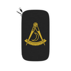 District Deputy Grand Master Blue Lodge Passport Wallet - Black With Shoulder & Wrist Strap - Bricks Masons