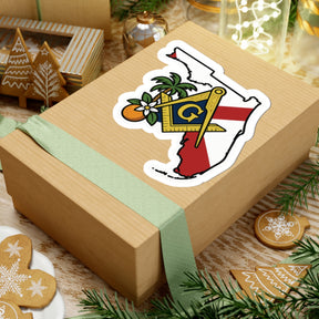 Master Mason Blue Lodge Sticker Decal - Kiss-Cut Florida With Orange Blossom - Bricks Masons