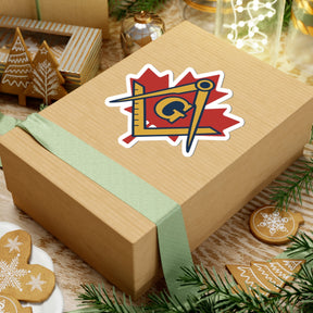 Master Mason Blue Lodge Canada Jurisdiction Sticker Decal - Maple Leaf & Golden S&C - Bricks Masons