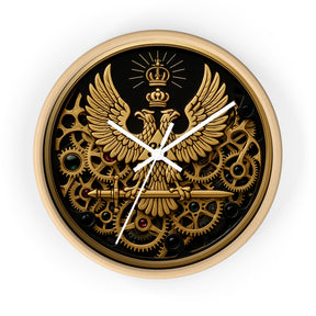 33rd Degree Scottish Rite Clock - Open Gear Eagle on Wood Frame With Plexiglass Face - Bricks Masons